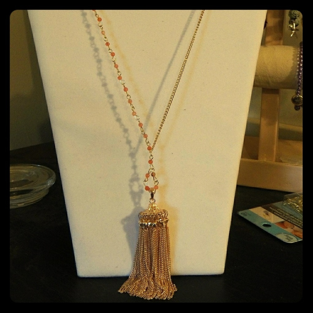 Rose gold tassle necklace